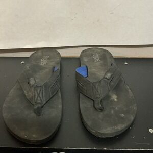 Flojos Men's Black Flip Flops With Blue Inside Size 11